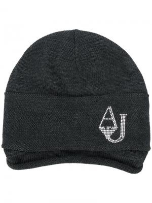 Трикотажная шапка с логотипом Armani Jeans. Цвет: серый
