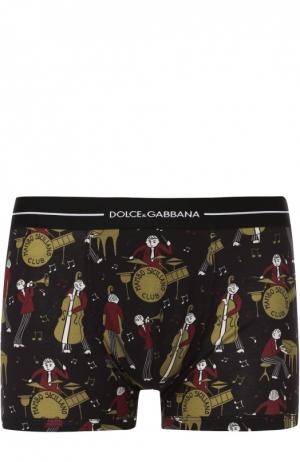 Хлопковые боксеры с широкой резинкой Dolce & Gabbana. Цвет: черный
