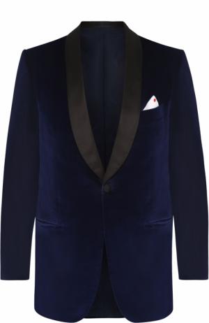 Вечерний хлопковый пиджак с шалевыми лацканами Kiton. Цвет: темно-синий