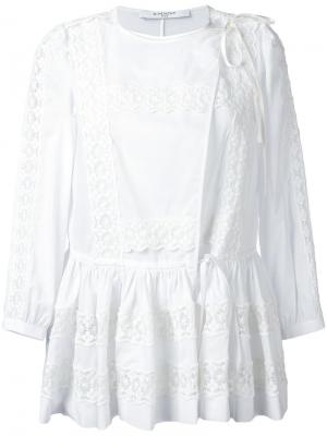 Расклешенная блузка с завязками Givenchy. Цвет: белый