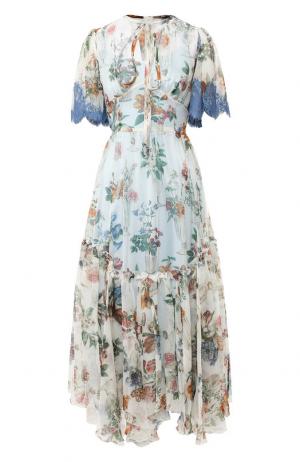 Шелковое платье-миди с принтом Dolce & Gabbana. Цвет: разноцветный