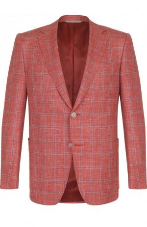 Однобортный пиджак из смеси шерсти и шелка Canali. Цвет: оранжевый