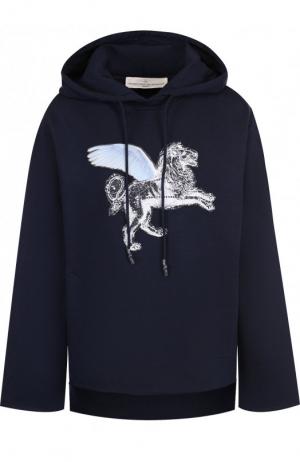 Хлопковый пуловер с капюшоном и декоративной отделкой Golden Goose Deluxe Brand. Цвет: темно-синий