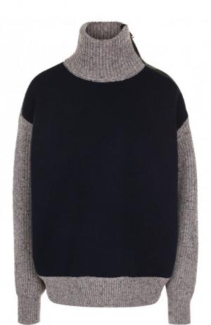 Пуловер из смеси шерсти и кашемира с воротником-стойкой Givenchy. Цвет: темно-синий