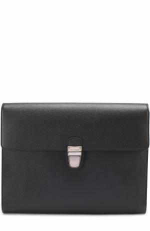 Кожаная папка для бумаг с внешним карманом на молнии Dolce & Gabbana. Цвет: черный