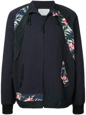 Куртка на молнии с цветочными заплатками Kolor. Цвет: синий