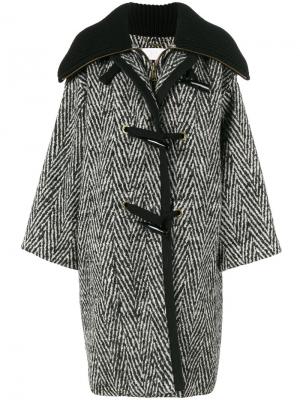 Полосатое пальто-кокон свободного кроя Chloé. Цвет: чёрный