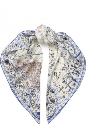 Шелковый платок с принтом Faliero Sarti. Цвет: голубой