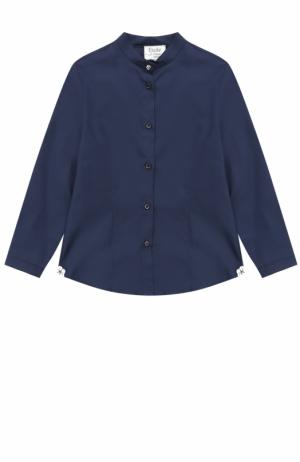 Хлопковая блуза прямого кроя с воротником-стойкой Aletta. Цвет: темно-синий