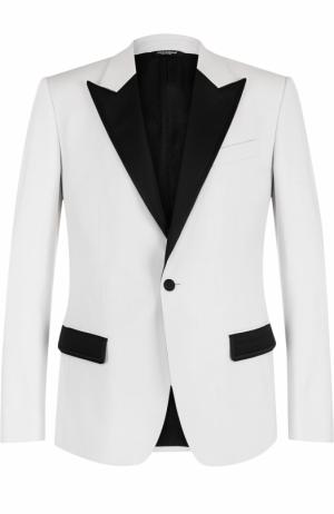 Вечерний пиджак из смеси шерсти и шелка Dolce & Gabbana. Цвет: белый