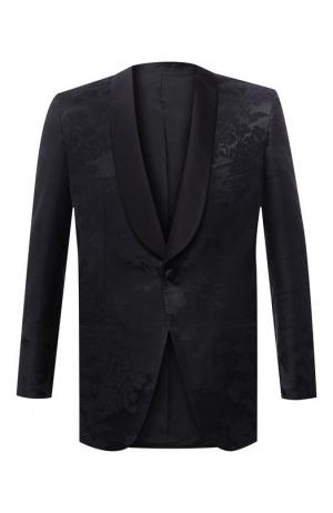 Однобортный пиджак из смеси хлопка и шелка Brioni. Цвет: черный