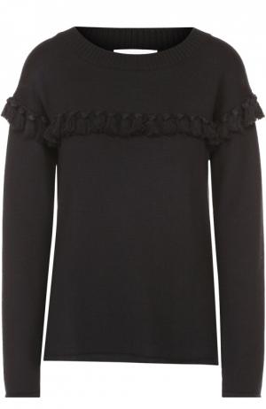 Пуловер прямого кроя с бахромой и круглым вырезом Chloé. Цвет: черный