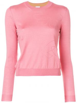 Приталенный свитер с вышивкой Paul Smith. Цвет: розовый и фиолетовый
