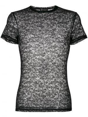 Гипюровая футболка Versace. Цвет: чёрный