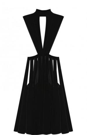 Приталенное платье-миди с воротником-стойкой Valentino. Цвет: черный