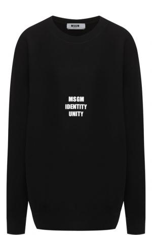 Хлопковый пуловер свободного кроя MSGM. Цвет: черный