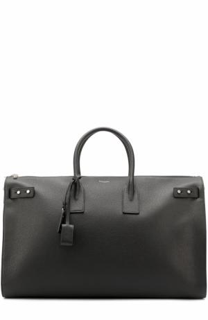 Кожаная дорожная сумка с плечевым ремнем Saint Laurent. Цвет: черный