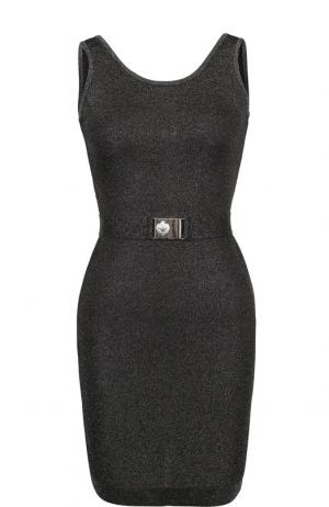 Приталенное мини-платье с металлизированной нитью Balmain. Цвет: черный