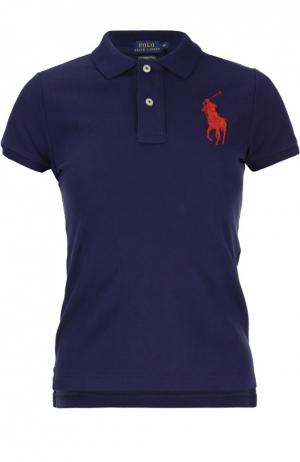 Поло с вышитым логотипом бренда Polo Ralph Lauren. Цвет: синий
