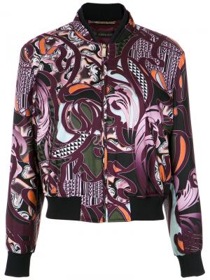 Куртка-бомбер Baroccoflage Versace. Цвет: розовый и фиолетовый
