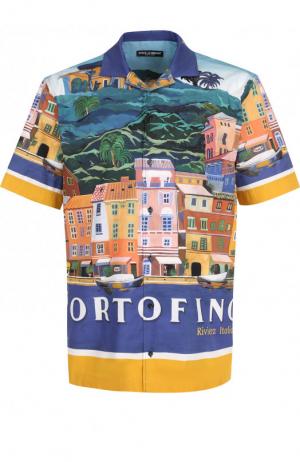 Хлопковая рубашка с принтом Portofino Dolce & Gabbana. Цвет: разноцветный