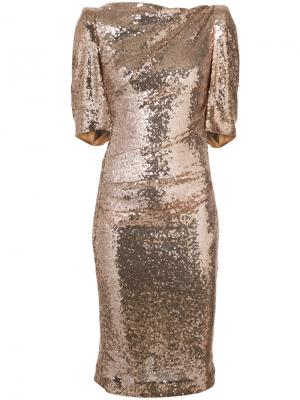 Приталенное платье с эффектом металлик Talbot Runhof. Цвет: металлический