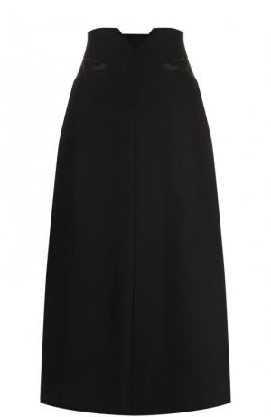 Однотонная шерстяная юбка-миди Maison Margiela. Цвет: черный