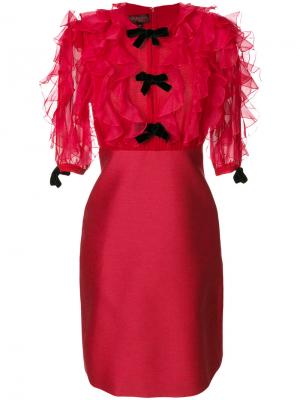 Платье с рюшами на груди и рукавах Giambattista Valli. Цвет: красный