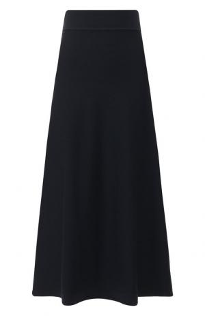 Однотонная юбка-миди из смеси шерсти и хлопка Sonia Rykiel. Цвет: темно-синий