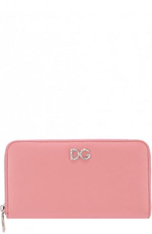 Кожаный кошелек на молнии Dolce & Gabbana. Цвет: розовый