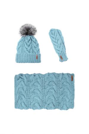 Комплект: шапка, снуд, варежки SAVA MARI. Цвет: серо-голубой