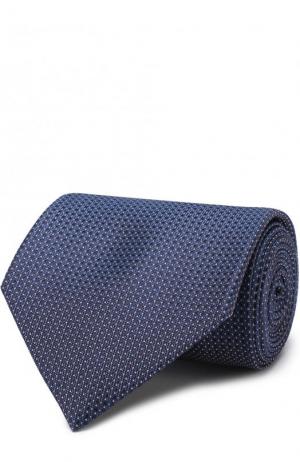 Шелковый галстук с узором Brioni. Цвет: темно-синий