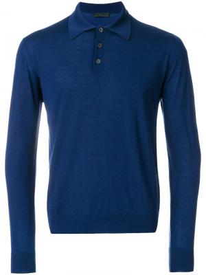 Рубашка-поло с длинными рукавами Prada. Цвет: синий