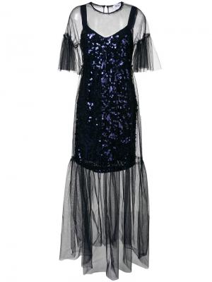 Многослойное платье миди Blumarine. Цвет: синий