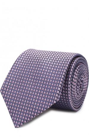 Шелковый галстук с узором BOSS. Цвет: светло-розовый