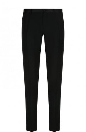 Шерстяные вечерние брюки с шелковой отделкой Dolce & Gabbana. Цвет: черный