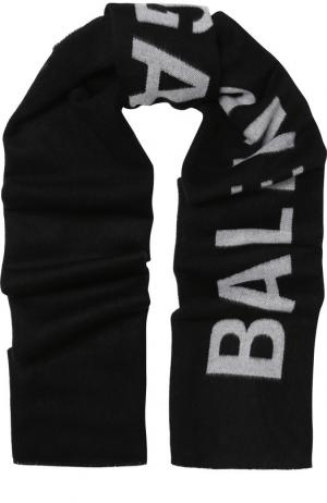 Шерстяной шарф с логотипом бренда Balenciaga. Цвет: черный