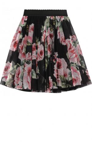 Многослойная юбка с принтом и эластичным поясом Dolce & Gabbana. Цвет: черный