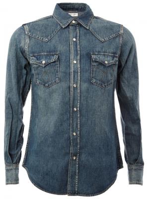 Джинсовая рубашка в западном стиле Saint Laurent. Цвет: синий