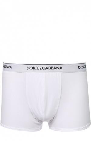Комплект из двух хлопковых боксеров с широкой резинкой Dolce & Gabbana. Цвет: белый