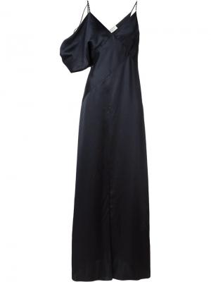 Вечернее платье асимметричного кроя Saint Laurent. Цвет: чёрный