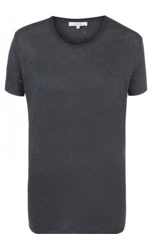 Льняная футболка прямого кроя с потертостями Iro. Цвет: синий