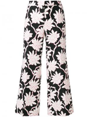 Укороченные брюки с цветочным принтом Valentino. Цвет: чёрный