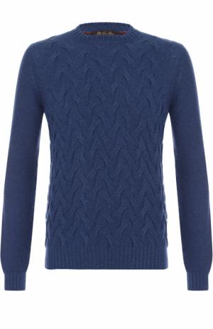 Кашемировый свитер фактурной вязки Loro Piana. Цвет: синий