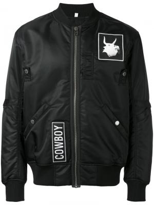 Куртка-бомбер с заплатками Helmut Lang. Цвет: чёрный