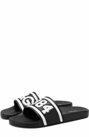Резиновые шлепанцы Saint Barth с кожаной отделкой Dolce & Gabbana. Цвет: черный