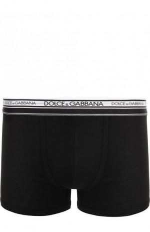 Боксеры из смеси хлопка и вискозы с широкой резинкой Dolce & Gabbana. Цвет: черный