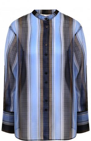 Шелковая блуза свободного кроя с воротником-стойкой Diane Von Furstenberg. Цвет: синий