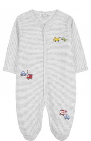 Хлопковая пижама с вышивкой Kissy. Цвет: серый