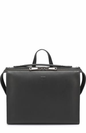 Кожаный портфель на молнии Fendi. Цвет: черный